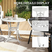 Garden Side Table Cast Aluminium Rust Resistant with Adjustable Feet White Outsunny