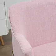 Set of 2 Accent Armchairs with Padded Seats and Gold Legs for Living Room Pink AOSOM