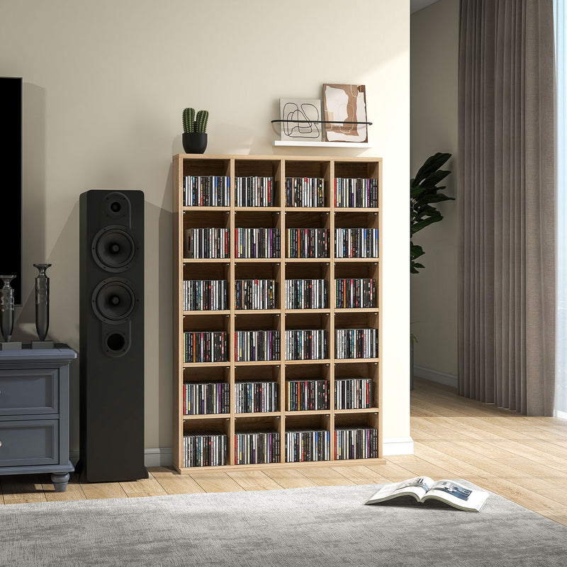 CD Storage Cabinet with Adjustable Shelves for Media and Display 89 x 130 cm ,Natural Wood