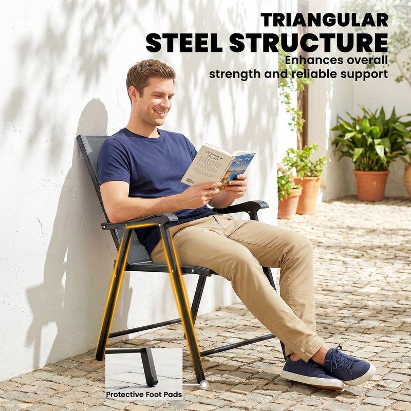 Folding Garden Chairs Set of 4 for Comfortable Outdoor Seating With Breathable Mesh - Supports Up To 120kg Outsunny
