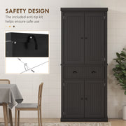 Freestanding Kitchen Storage Cabinet With Drawers And Shelves For Home Organisation Black