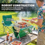 Portable Charcoal BBQ Grill for Easy Outdoor Cooking and Picnics Dark Green Outsunny