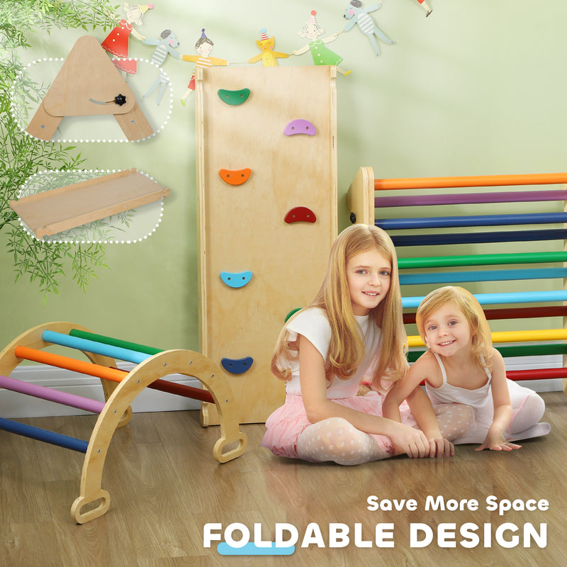 5 in 1 Toddler Climbing Frame with Ramp and Arch for 18 - 48 Months Multicoloured by Aiyaplay