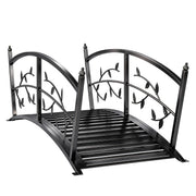 Metal Garden Bridge with Safety Railings for Crossing Streams or Flowerbeds Black Outsunny