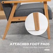 3 Seater Linen Fabric Sofa With Tufted Backrest For Living Room Comfort Dark Grey