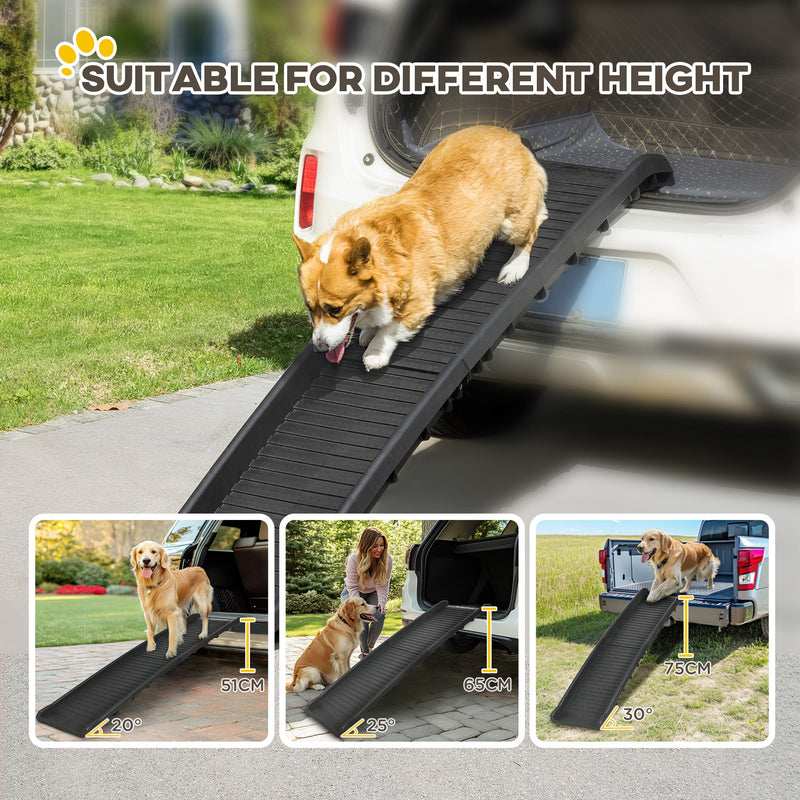 Foldable Dog Car Ramp for SUVs and Vehicles Non Slip Surface Easy to Store Black AOSOM