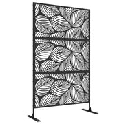 Black Metal Garden Privacy Screen With Leaf Design Ideal For Outdoor Spaces