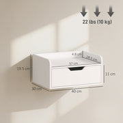 Floating Bedside Tables Set of 2 with Drawer and Shelf Space Saving Storage White AOSOM