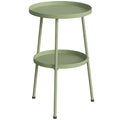 Small Garden Side Table with Two Tiers for Drinks and Books Light Green Outsunny