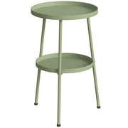 Small Garden Side Table with Two Tiers for Drinks and Books Light Green Outsunny