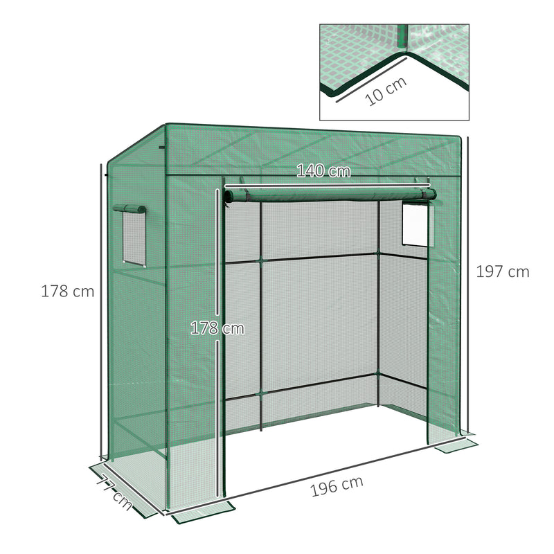 Walk In Greenhouse 77 x 196cm with Shelves For Growing Plants and Seedlings