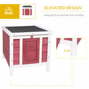 Wooden Rabbit Hutch with Run for Outdoor or Indoor Use Easy Access Design Red