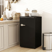 Black 85L Retro Under Counter Fridge with Chiller Box and Glass Shelves by HOMCOM