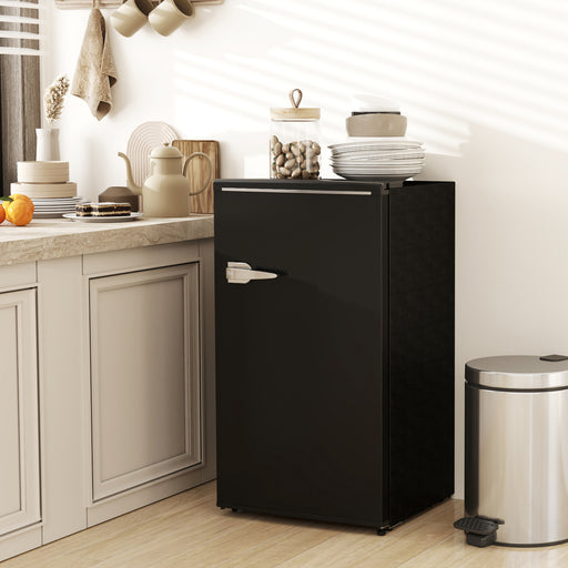Black 85L Retro Under Counter Fridge with Chiller Box and Glass Shelves by HOMCOM