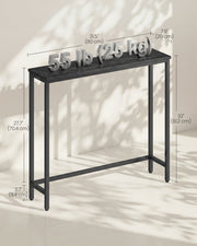 Dimensions diagram of the console table showing 80 cm width, 20 cm depth, 81.2 cm height and 25 kg load