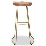 Angled view of natural acacia wood bar stool