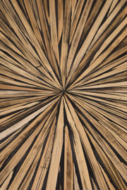 Close-up of the rounded edge and inlay join on the bamboo tabletop