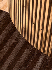 Living room scene showing the 45cm height of the bamboo coffee table against a sofa