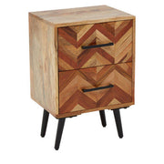 Studio shot of the natural mango wood bedside table on a plain background