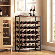Wine Rack for 30 Bottles with Compact Storage and Secure Wave Slots Rustic Brown Black Homcom