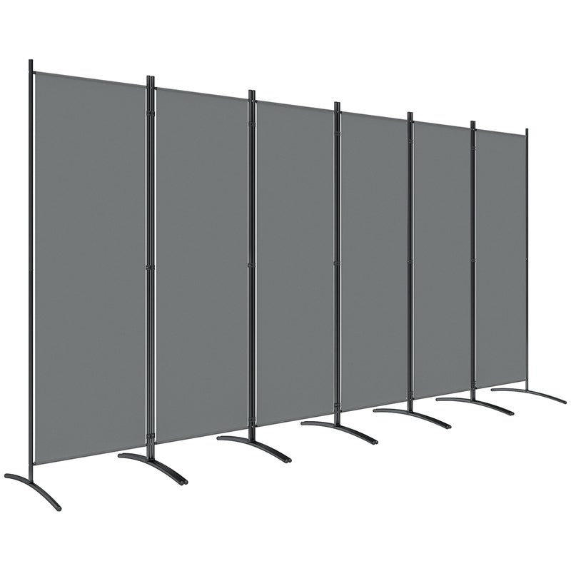 6 Panel Folding Garden Privacy Screen Freestanding Room Divider for Outdoor Use Dark Grey AOSOM