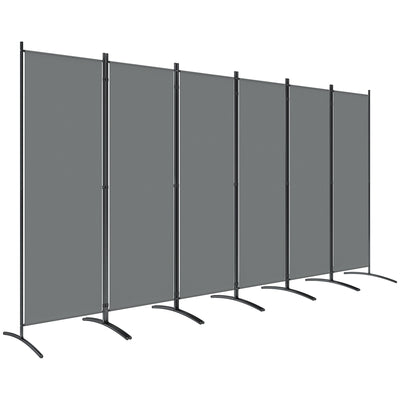 6 Panel Folding Garden Privacy Screen Freestanding Room Divider for Outdoor Use Dark Grey AOSOM