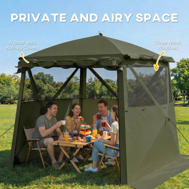 Pop Up Gazebo with Mesh Windows for Sun and Rain Shelter Easy Setup Outsunny