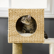 Multi Level Cat Tree with Scratching Posts Bed and Hideaway House for Indoor Cats Natural