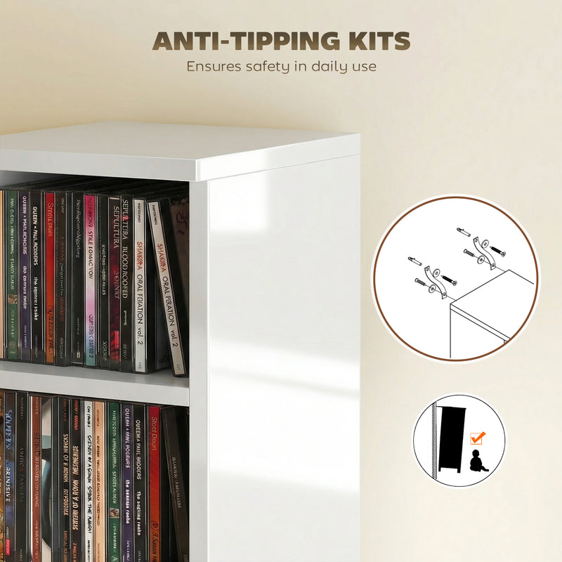 CD and Media Storage Shelves Set of 2 for Organised Home or Office High Gloss White