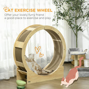 Large Cat Exercise Wheel With Brake And Scratching Pads For Indoor Play Oak Tone