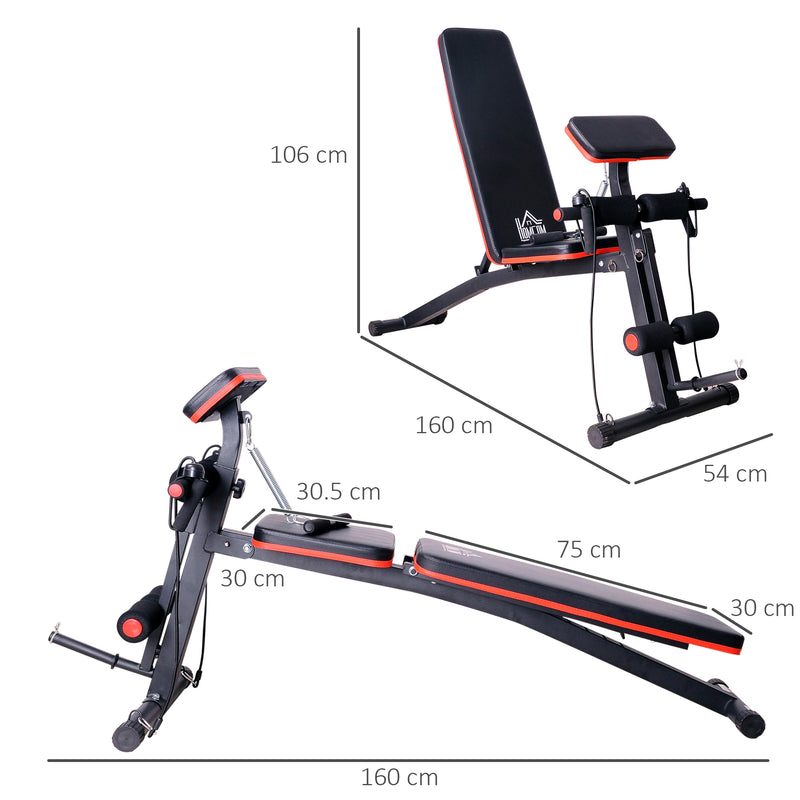 Foldable Adjustable Weight Bench for Strength Training and Sit Ups with Incline Red