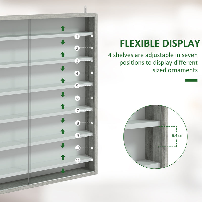 Graphite Wood Effect Display Cabinet with Glass Doors and Six Shelves