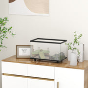 28L Glass Turtle Tank Aquarium with Basking Platform and Easy Drainage System, Black