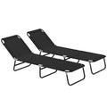 Black Garden Sun Lounger with Five Position Adjustable Back by Outsunny
