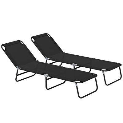 Black Garden Sun Lounger with Five Position Adjustable Back by Outsunny