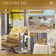 Portable Wooden Artist Easel with Storage Drawer Ideal for Tabletop Painting, Natural