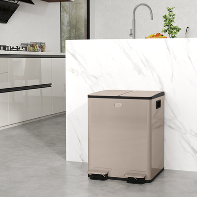 40L Dual Compartment Stainless Steel Bin with Deodoriser Holders Gold Tone by HOMCOM