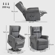 Electric Power Lift Recliner Chair for Elderly with Remote and Footrest for Living Room Charcoal Grey