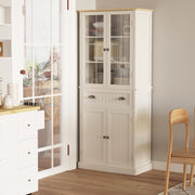 Freestanding Kitchen Storage Cabinet with Drawer and Adjustable Shelves Cream White