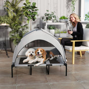 Portable Elevated Dog Bed with Canopy Large Cooling Pet Cot for Outdoors 106 x 76 x 94 cm