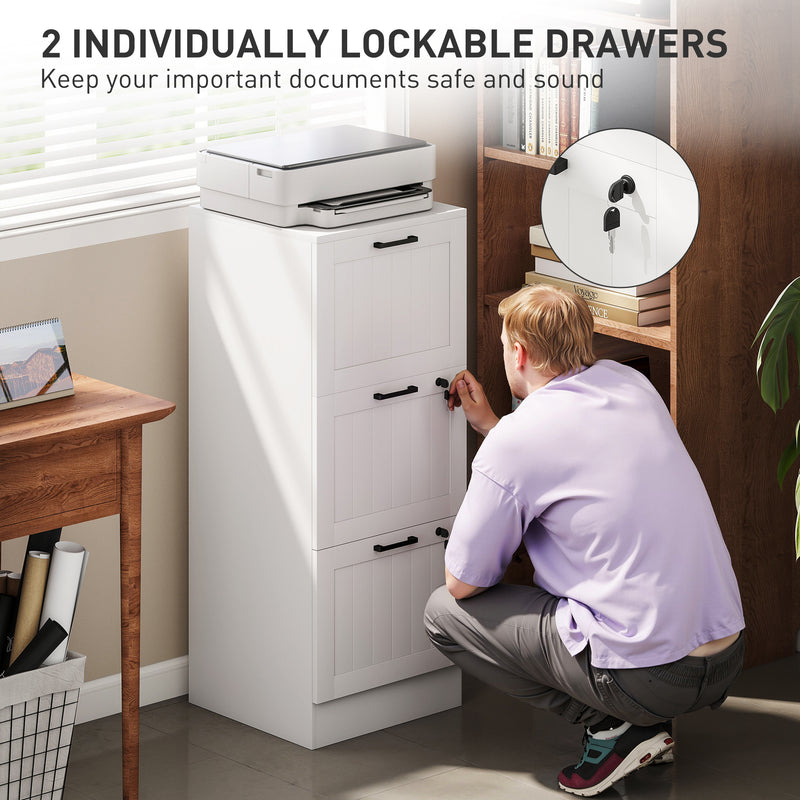 Lockable Desk Drawer Cabinet for Secure Home Office Paperwork Organisation White