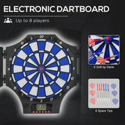 Electronic Dartboard Set with 31 Games and LED Display for Eight Players, Black AOSOM
