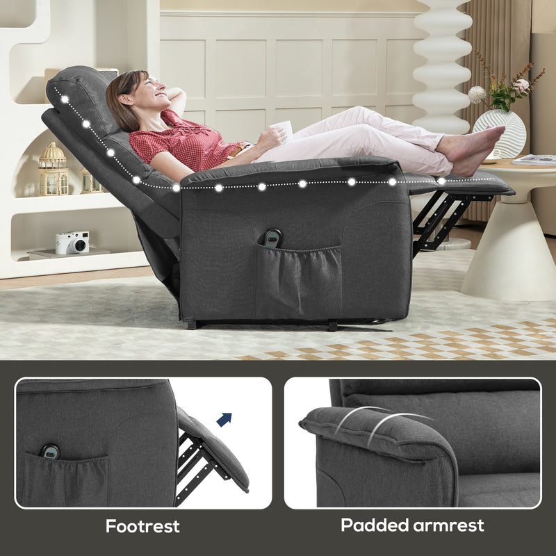Electric Riser Recliner Armchair With Footrest And Remote For Relaxing Comfort Dark Grey