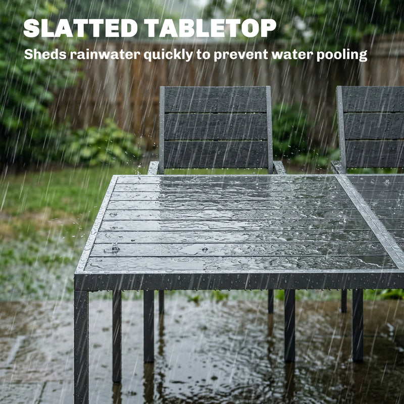 Garden Dining Set for 6 with Weather Resistant Table and Supportive Chairs Black