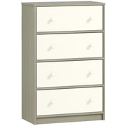 4 Drawer Fabric Chest Of Drawers With Steel Frame For Bedroom Or Hallway, White Grey