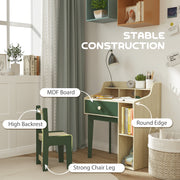 Kids Desk and Chair Set with Storage Shelves and Drawer Green by AIYAPLAY