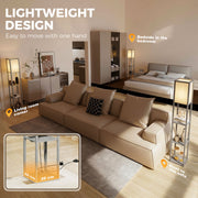 Floor Lamp with Shelves for Extra Storage and Soft Lighting in Small Living Rooms Grey White Homcom