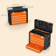 Large Orange Metal Toolbox With 4 Drawers For Organised Garage Or Workshop Storage AOSOM