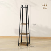 Compact Freestanding Wooden Coat Rack in Black and Brown with Storage Shelf by Homcom