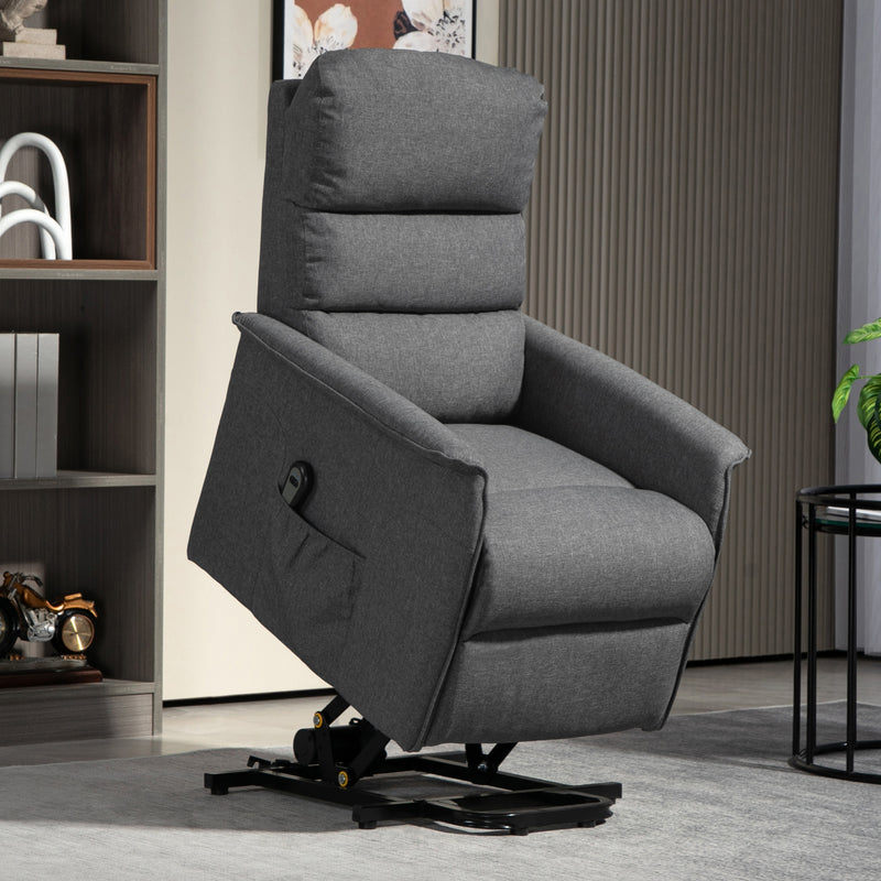 Electric Riser Recliner Armchair With Footrest And Remote For Relaxing Comfort Dark Grey